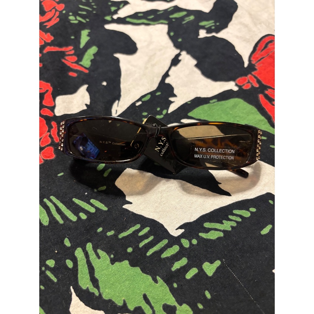 NYS Collection Tortoise Rhinestone Sunglasses Max UV Protection y2k